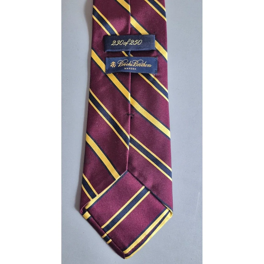 Brooks Brothers Limited Edition Burgundy Navy Gold Stripe REPP Tie 230/250 60